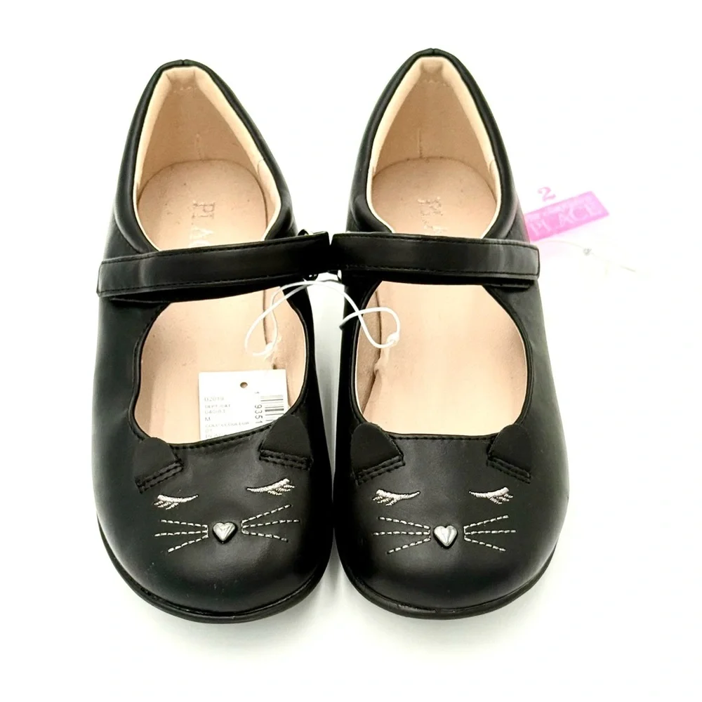 Children's Place Girls Black Cat Mary‎ Jane Shoes NEW Size 2